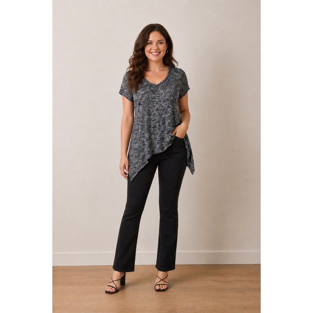 Torrid Hacci Sharkbite Sweater Short Sleeve Black Marl M/L/10
